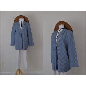 Vintage 80s Micro Plaid Lightweight Blazer by Joanna size‎ Large